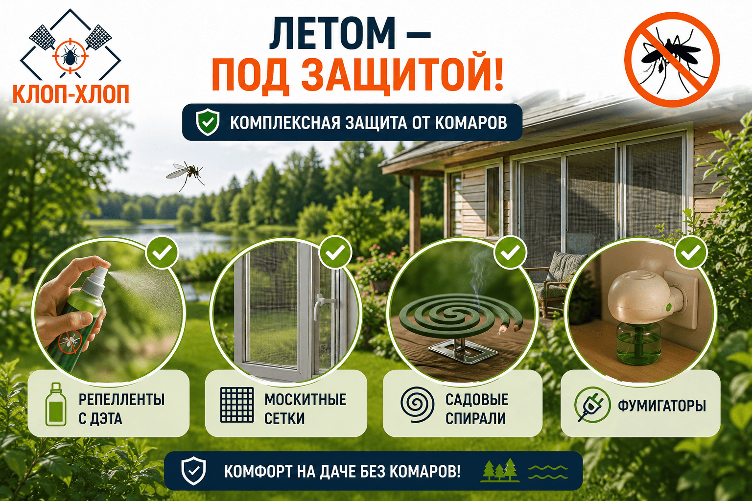 Лето: уничтожаем и отпугиваем насекомых, летящих из леса и с водоемов